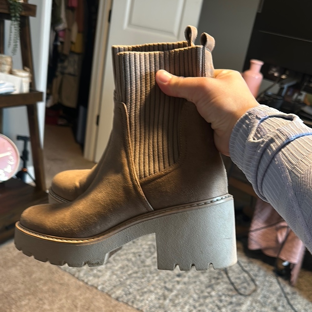 Tan Platform Ankle Boots